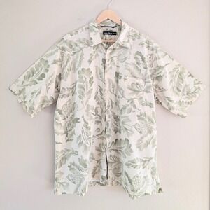 Nautica Mens Linen Blend Hawaiian Shirt Tropical Beach Vacation Summer Resort XL